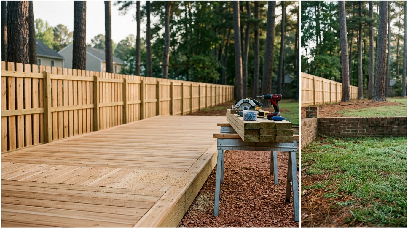 Johnston's Deck and Fence crew working on a residential construction project in Chesterfield, Virginia